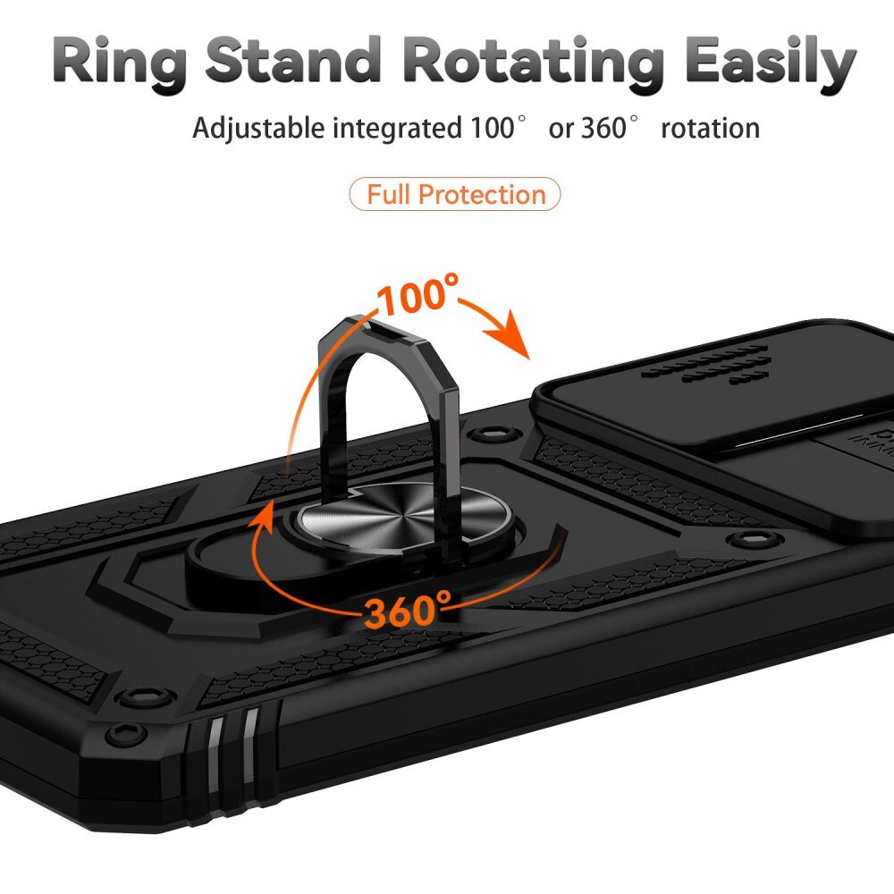 Coque Hybride Ring avec Protège Caméra Samsung Galaxy A53, Noir