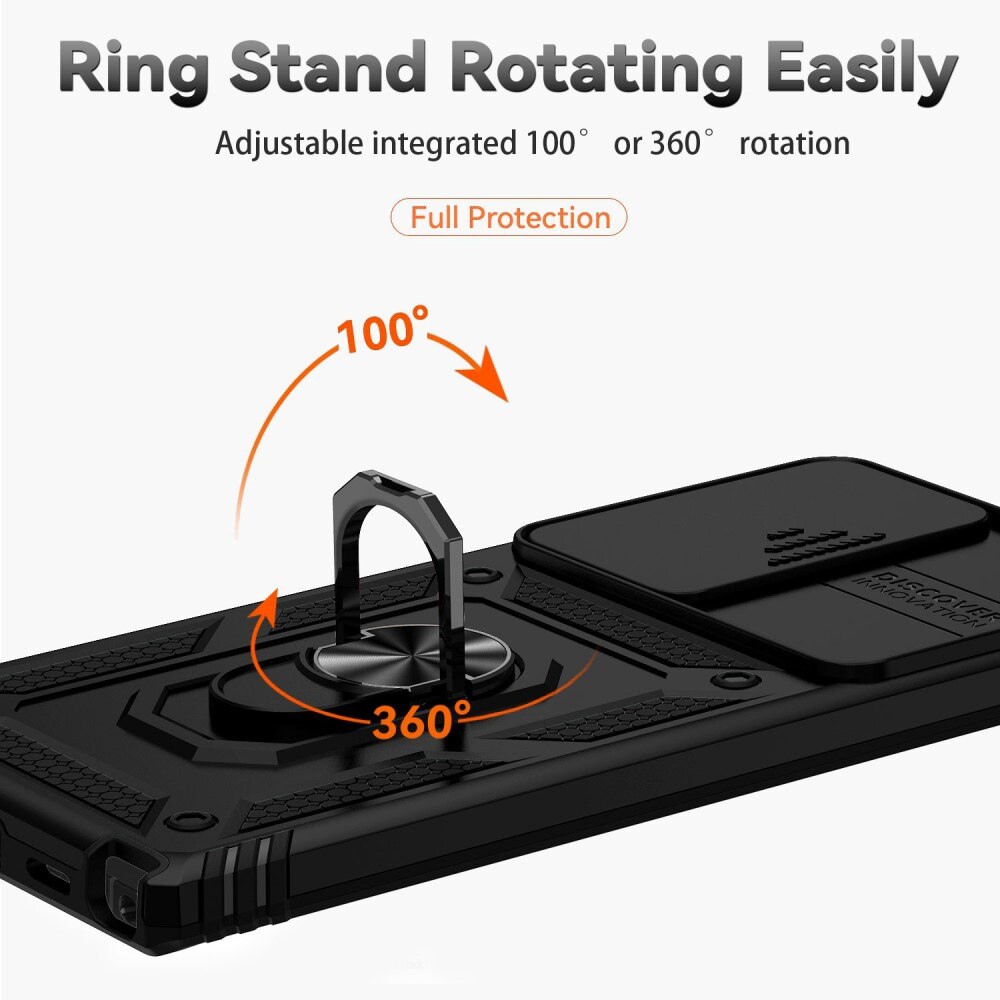 Coque Hybride Ring avec Protège Caméra Samsung Galaxy S22 Ultra, Noir