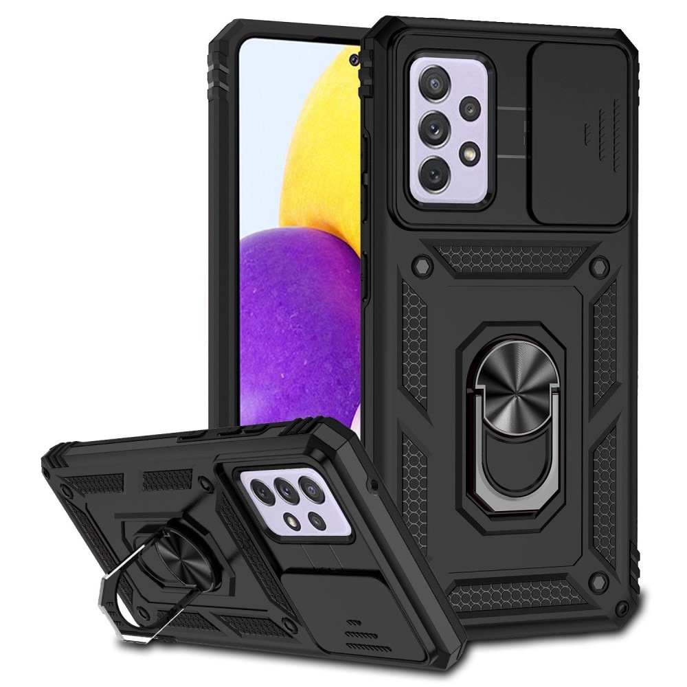 Coque Hybride Ring avec Protège Caméra Samsung Galaxy A52 5G, Noir