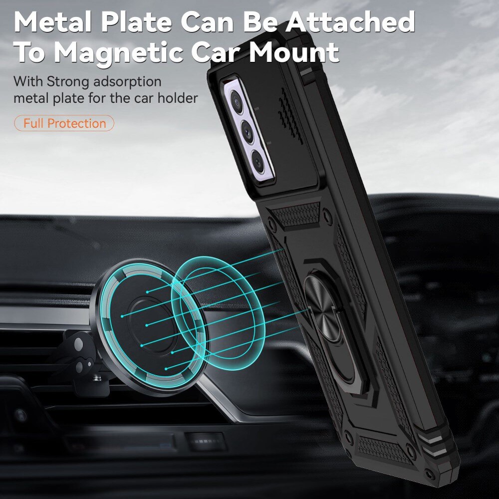 Coque Hybride Ring avec Protège Caméra Samsung Galaxy A52 5G, Noir