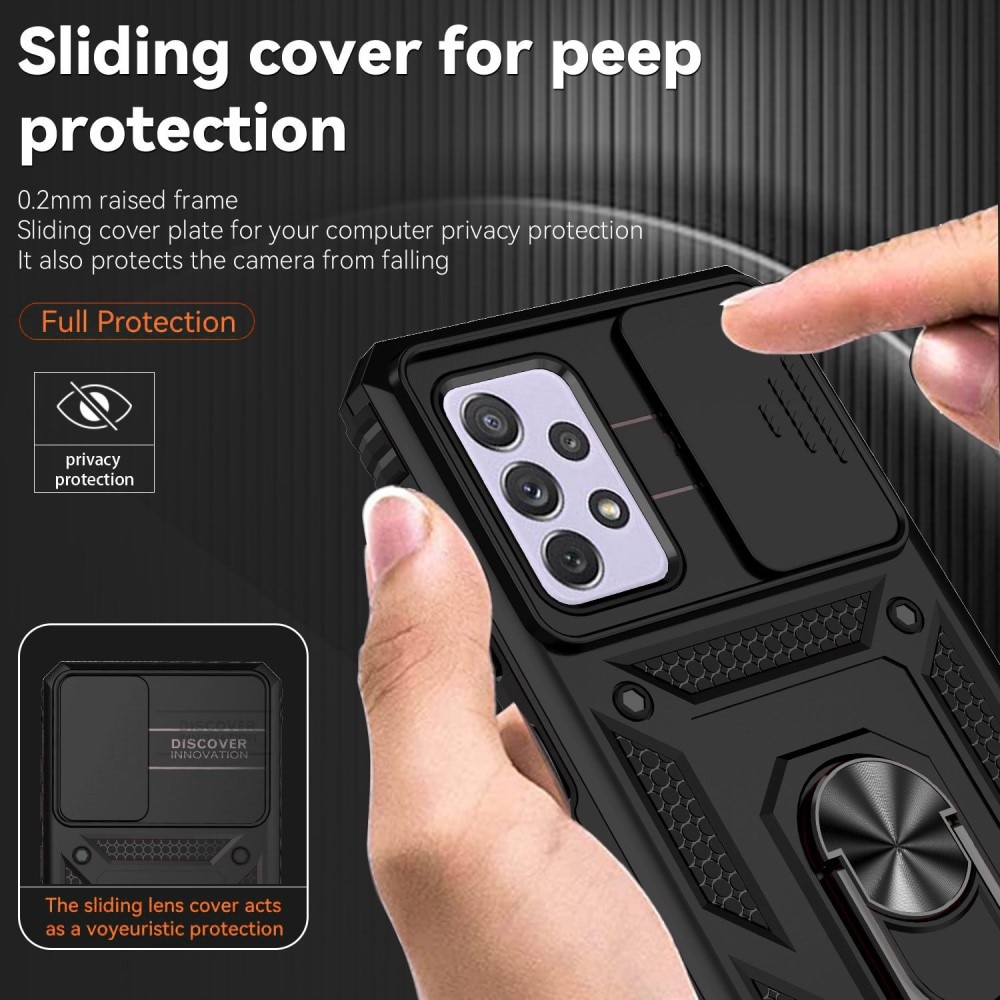 Coque Hybride Ring avec Protège Caméra Samsung Galaxy A52 5G, Noir