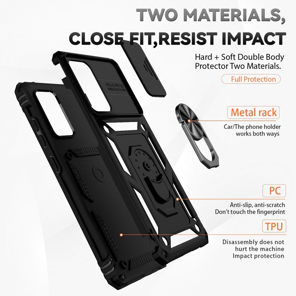 Coque Hybride Ring avec Protège Caméra Samsung Galaxy A52 5G, Noir