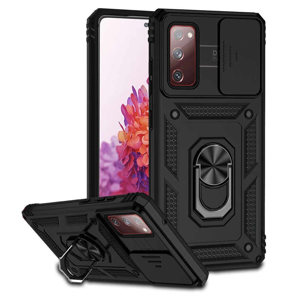 Coque Hybride Ring avec Protège Caméra Samsung Galaxy S20 FE, Noir