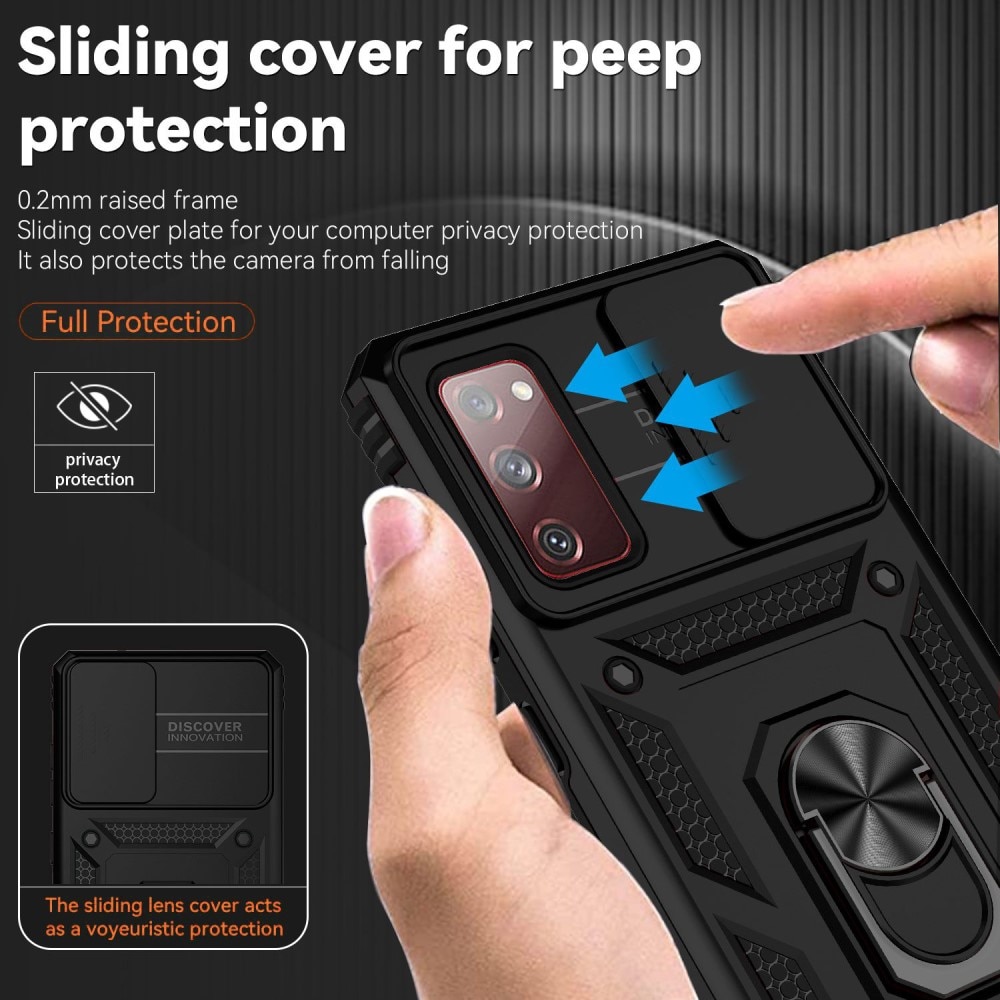 Coque Hybride Ring avec Protège Caméra Samsung Galaxy S20 FE, Noir