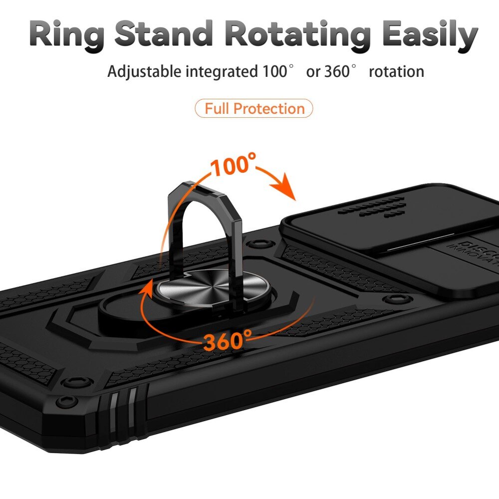 Coque Hybride Ring avec Protège Caméra Samsung Galaxy A23, Noir