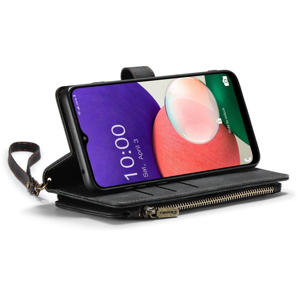 Étui portefeuille à glissière Samsung Galaxy A22 5G, Noir