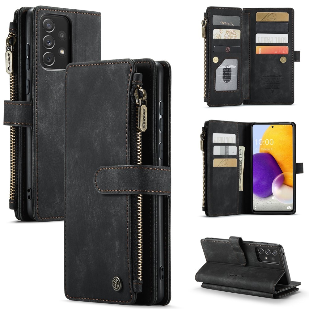 Étui portefeuille à glissière Samsung Galaxy A13, Noir