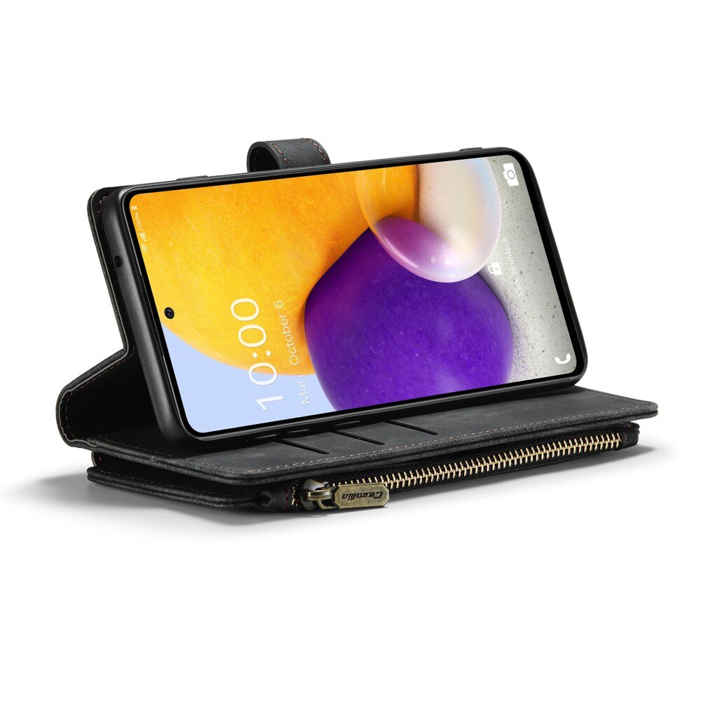 Étui portefeuille à glissière Samsung Galaxy A13, Noir