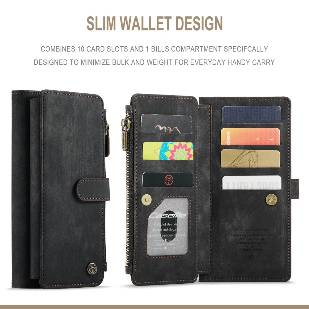 Étui portefeuille à glissière Samsung Galaxy A04s, Noir