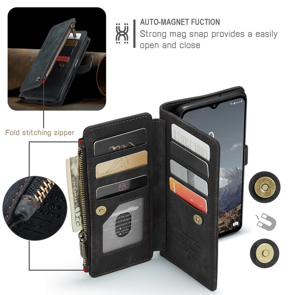 Étui portefeuille à glissière Samsung Galaxy A04s, Noir