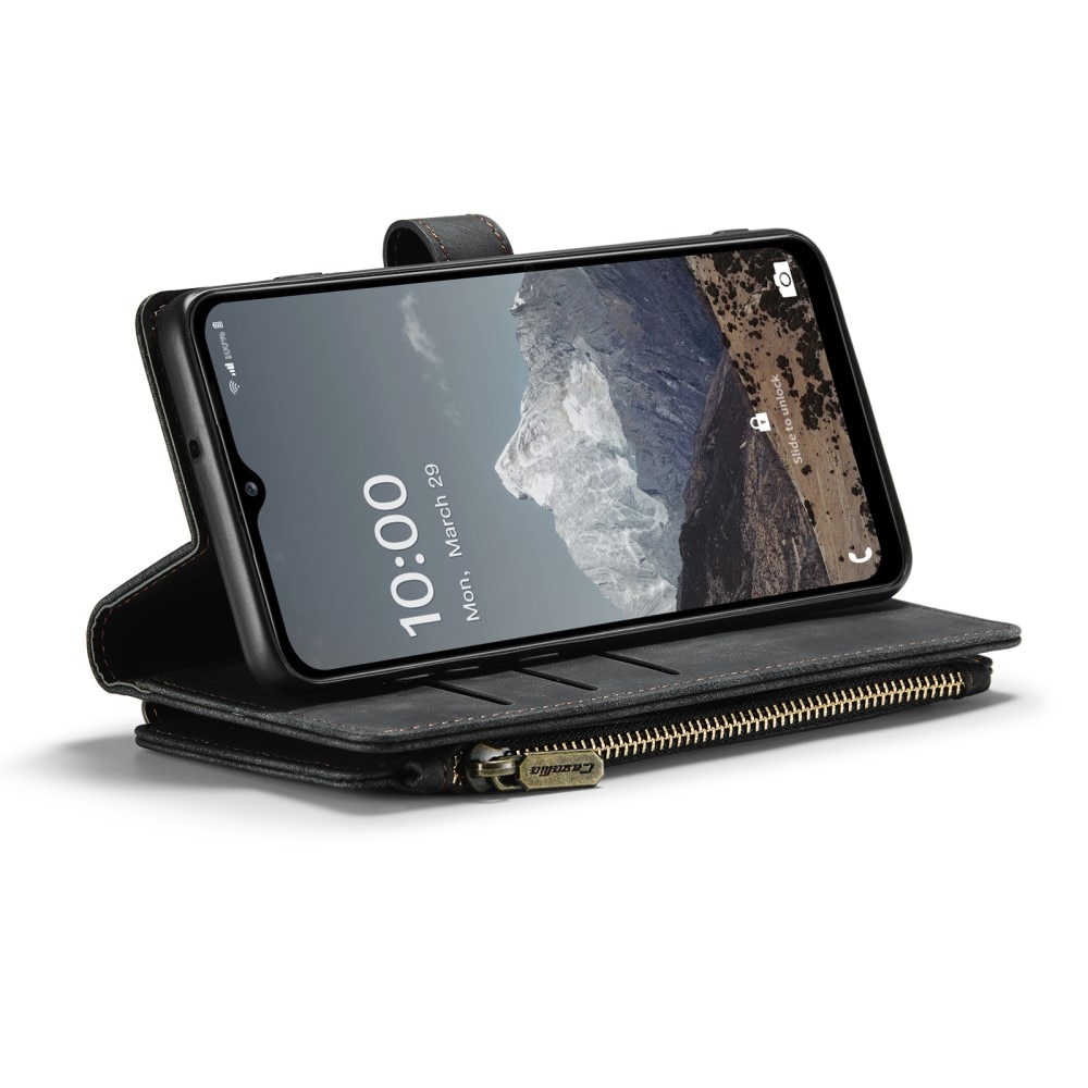 Étui portefeuille à glissière Samsung Galaxy A04s, noir