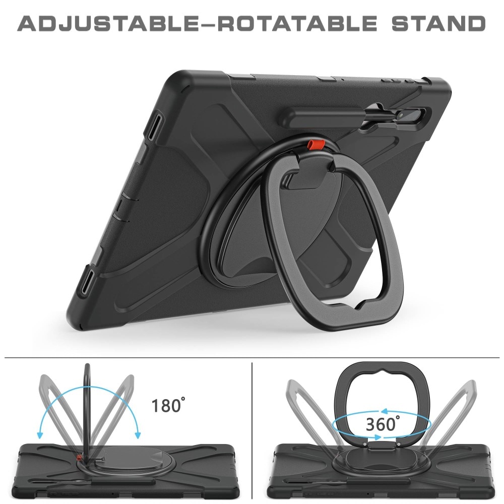 Coque hybride avec béquille et bandoulière Samsung Galaxy Tab S10 Ultra, noir