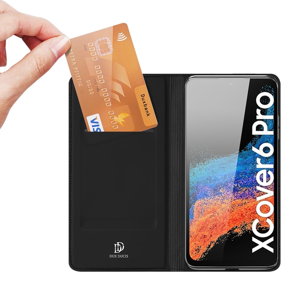 Étui portefeuille Skin Pro Series Samsung Galaxy Xcover 6 Pro, Noir