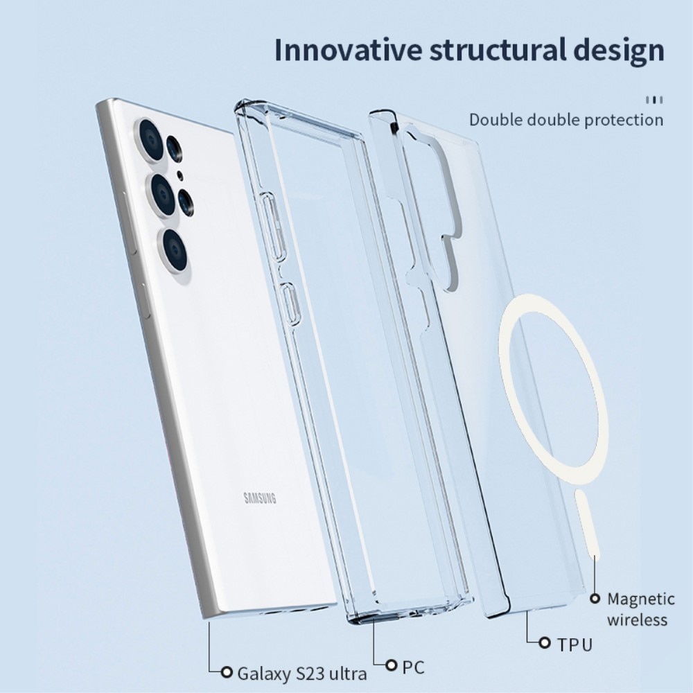 Coque hybride MagSafe Samsung Galaxy S23 Ultra transparent