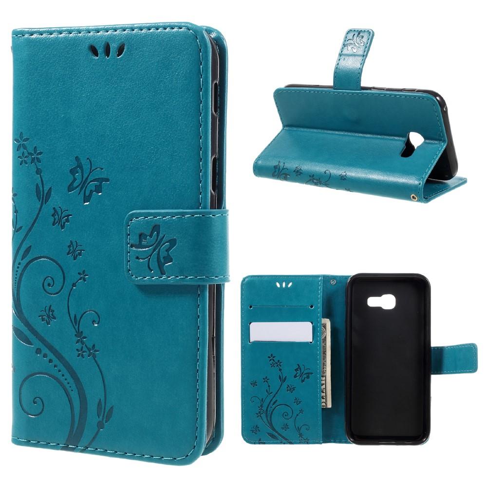 Étui en cuir à papillons pour Samsung Galaxy A5 2017, Bleu