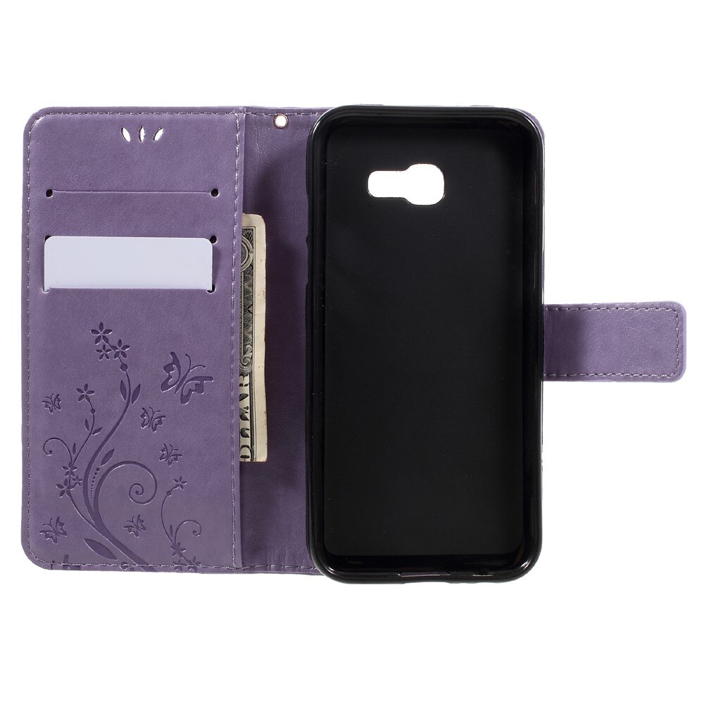 Étui en cuir à papillons pour Samsung Galaxy A5 2017, Violet