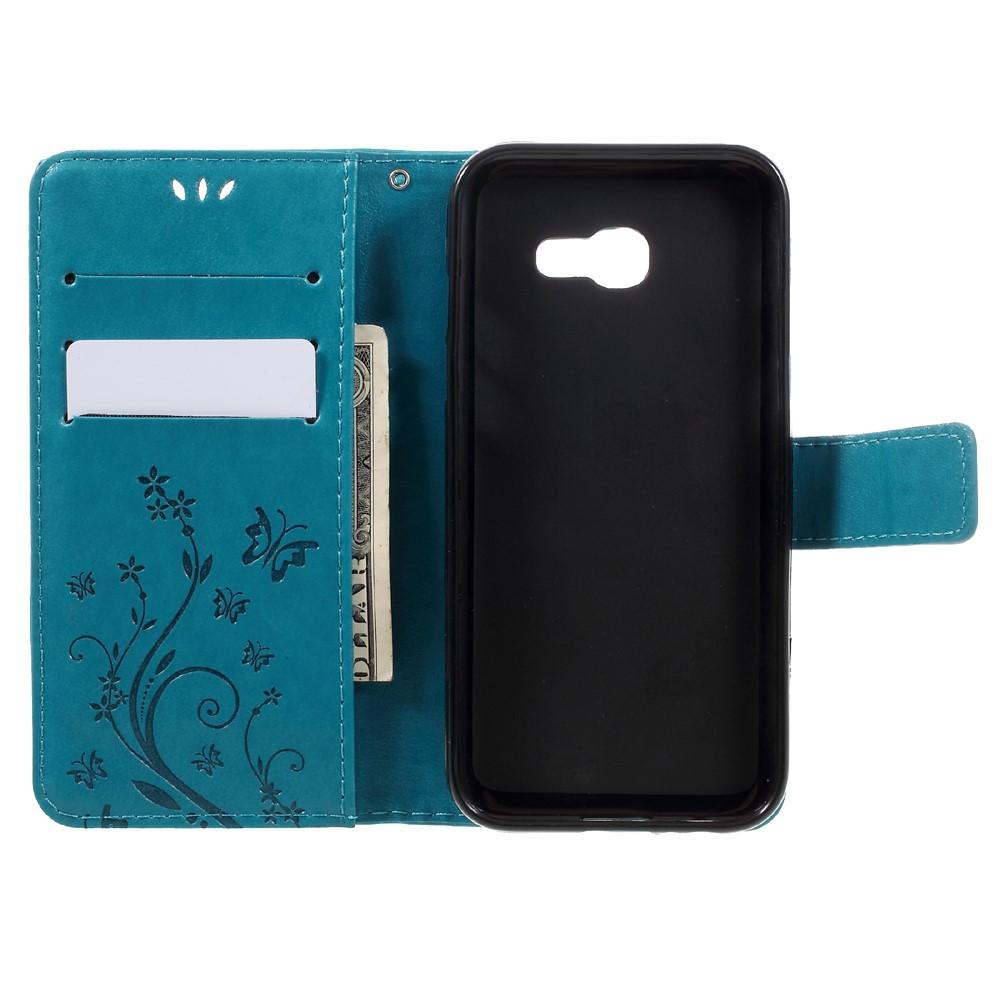 Étui en cuir à papillons pour Samsung Galaxy A3 2017, Bleu