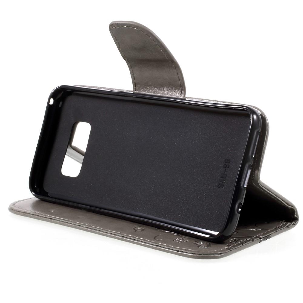 Étui en cuir à papillons pour Samsung Galaxy S8, Gris