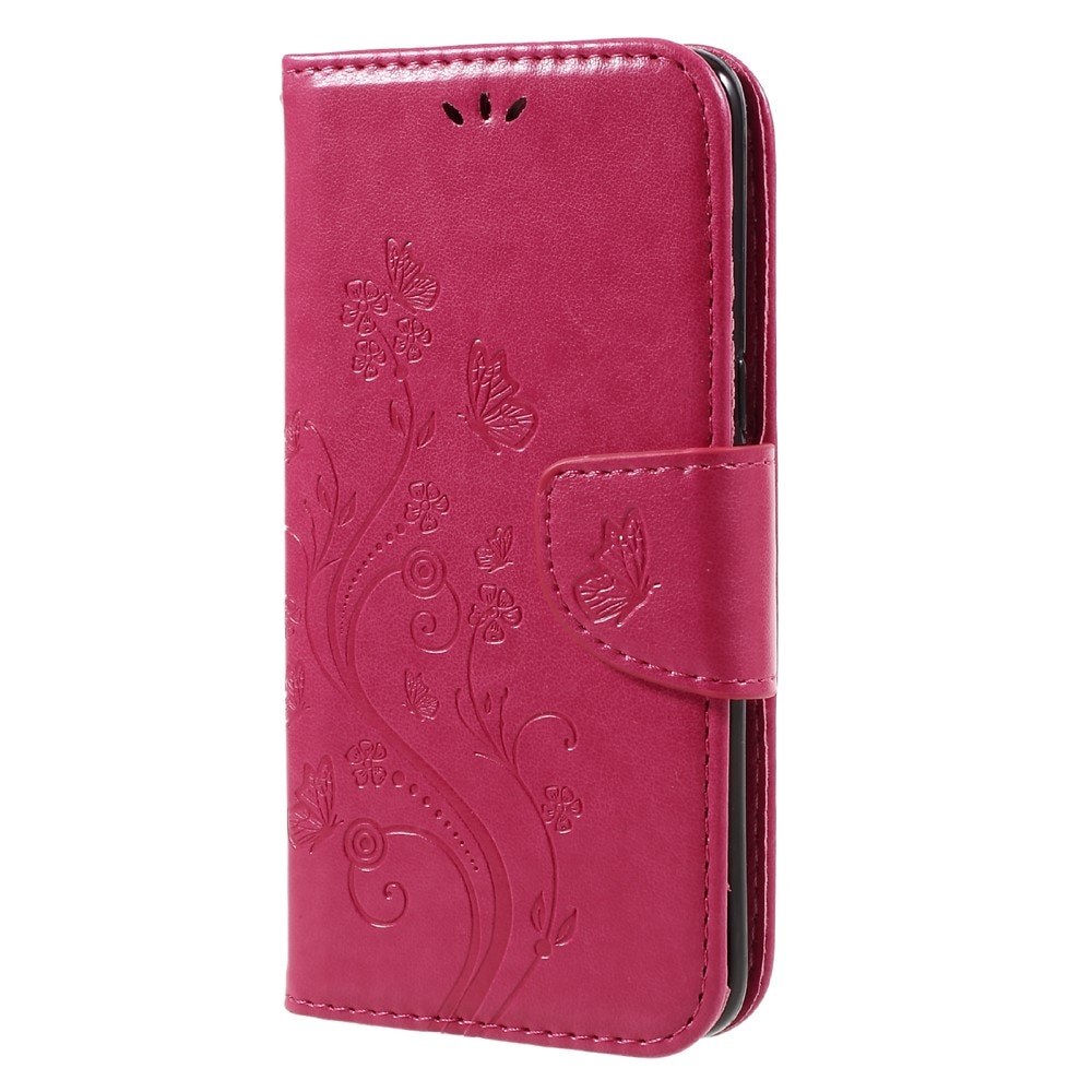 Étui en cuir à papillons pour Samsung Galaxy S8, Rose