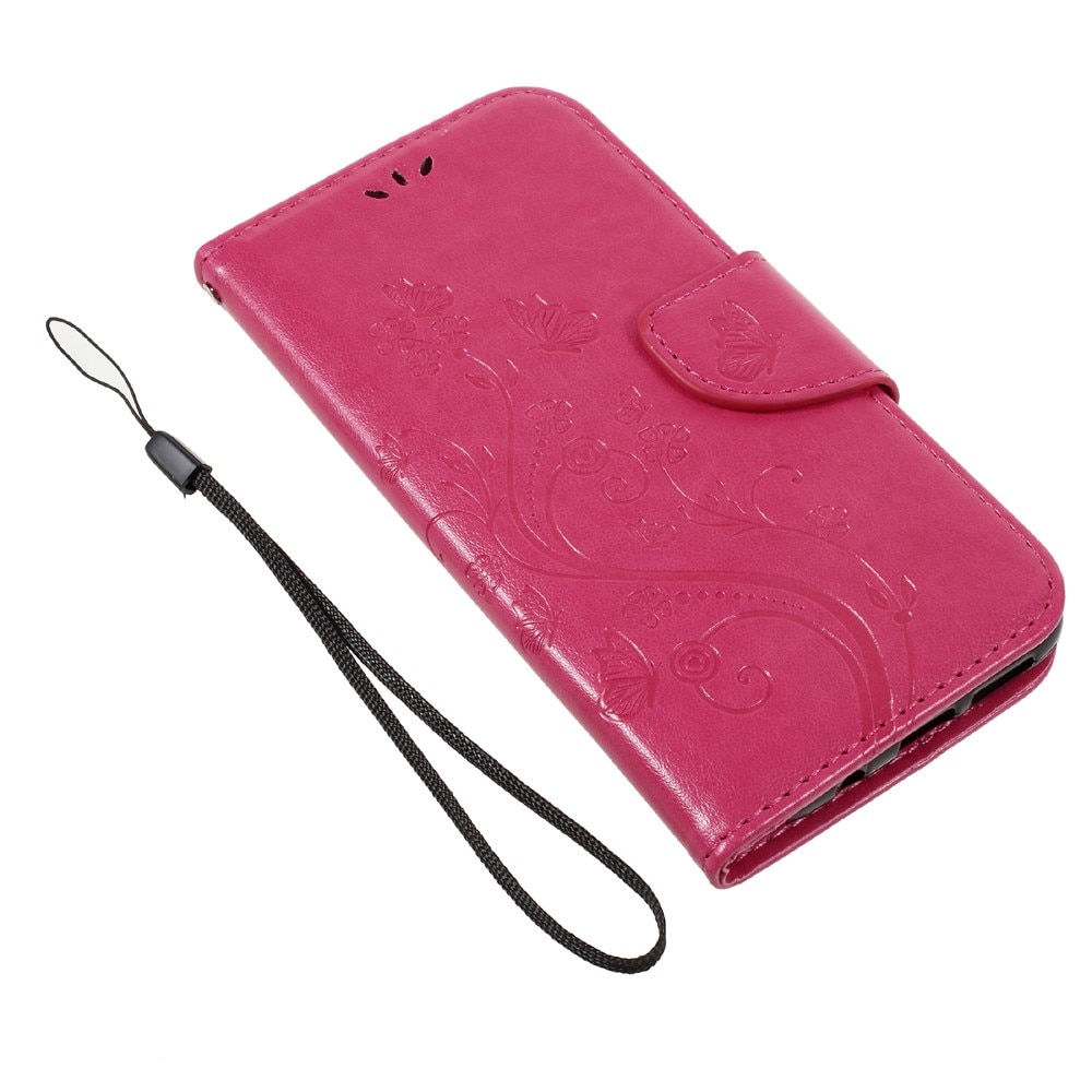 Étui en cuir à papillons pour Samsung Galaxy S8, rose