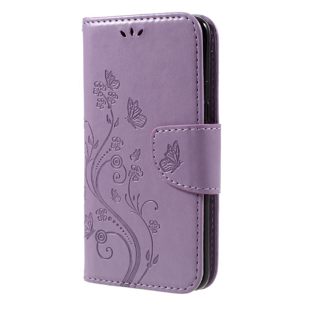 Étui en cuir à papillons pour Samsung Galaxy S8, Violet