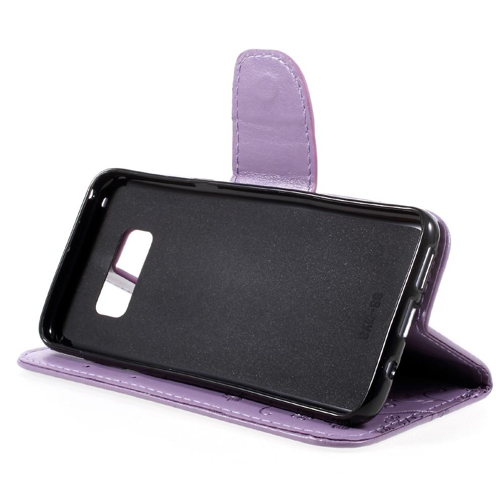 Étui en cuir à papillons pour Samsung Galaxy S8, violet
