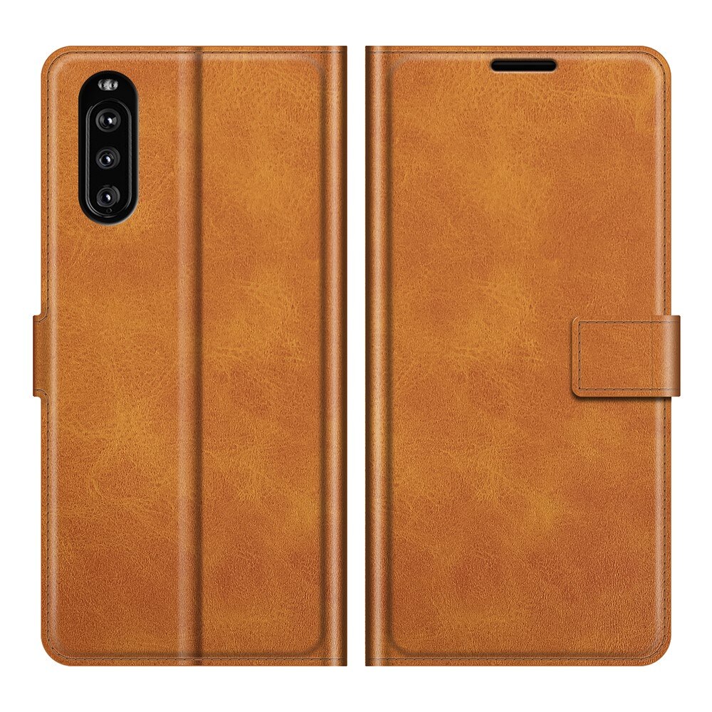 Étui portefeuille Leather Wallet Sony Xperia 10 III Cognac