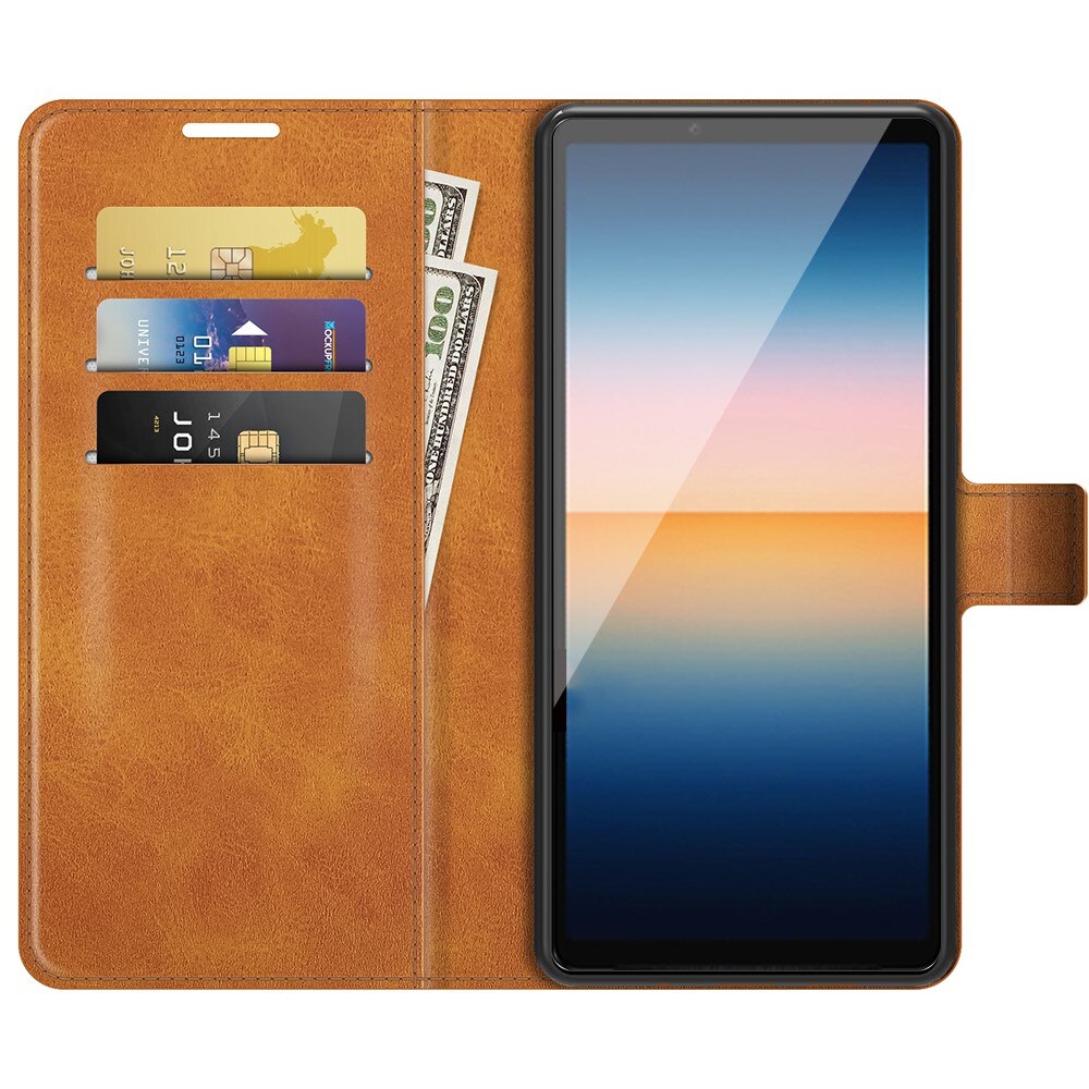 Étui portefeuille Leather Wallet Sony Xperia 10 III Cognac