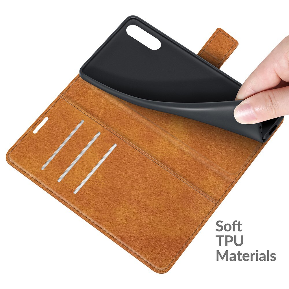 Étui portefeuille Leather Wallet Sony Xperia 10 III Cognac