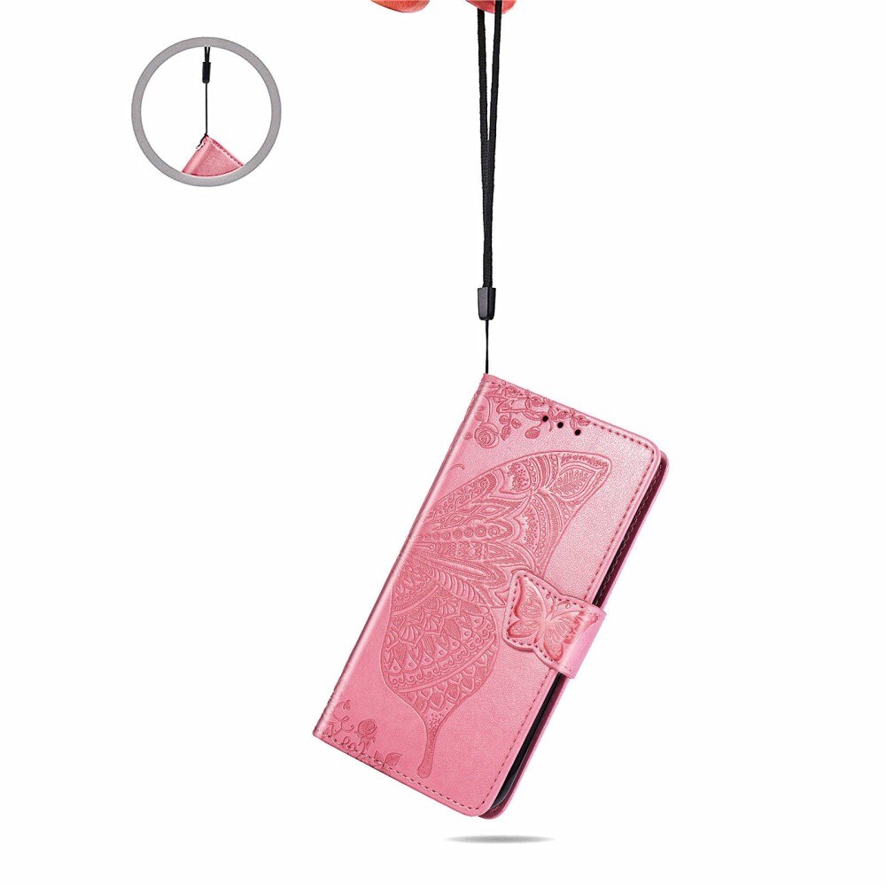 Étui en cuir à papillons pour Sony Xperia 1 III, Rose