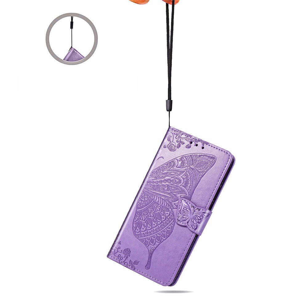 Étui en cuir à papillons pour Sony Xperia 1 III, Violet