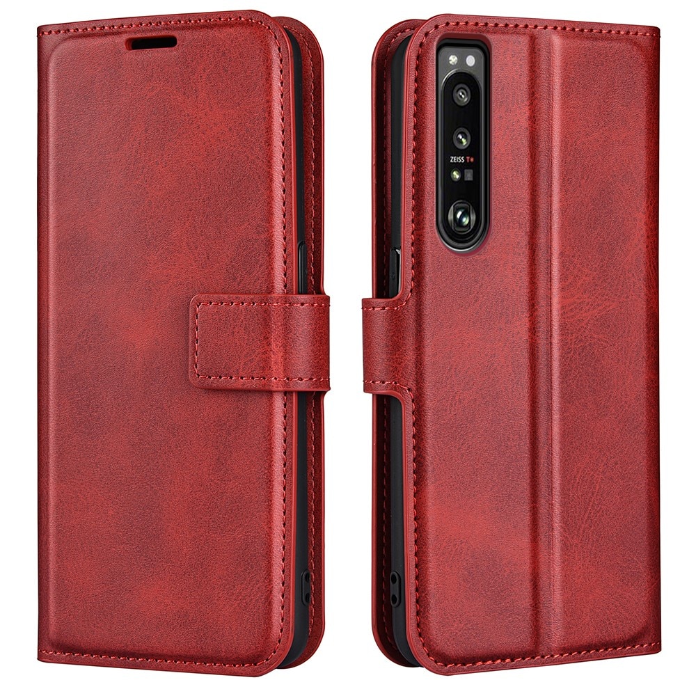 Étui portefeuille Leather Wallet Sony Xperia 1 IV Red