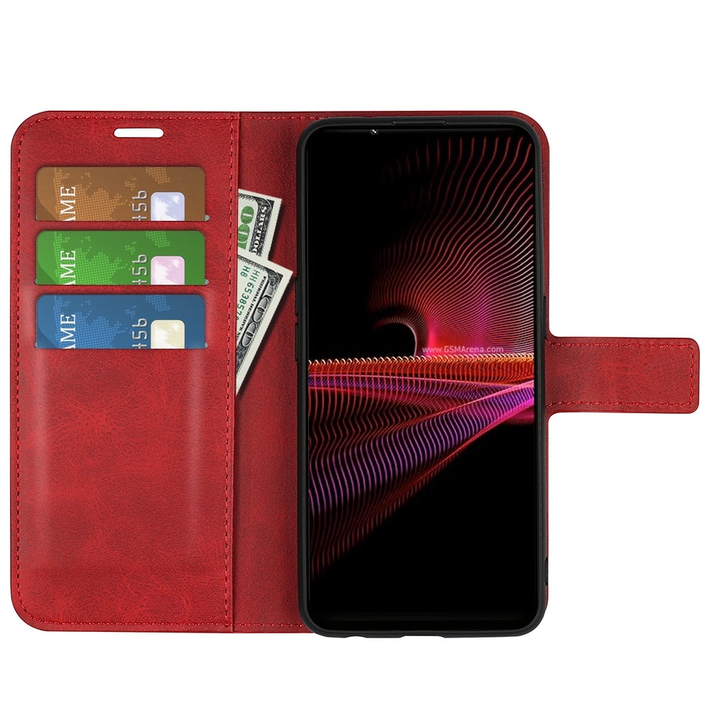 Étui portefeuille Leather Wallet Sony Xperia 1 IV Red