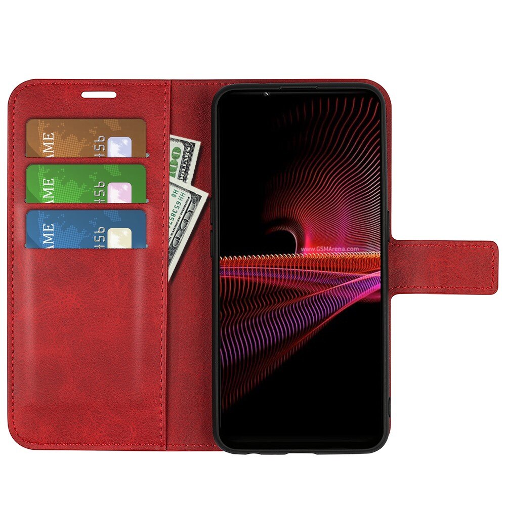 Étui portefeuille Leather Wallet Sony Xperia 1 IV Red