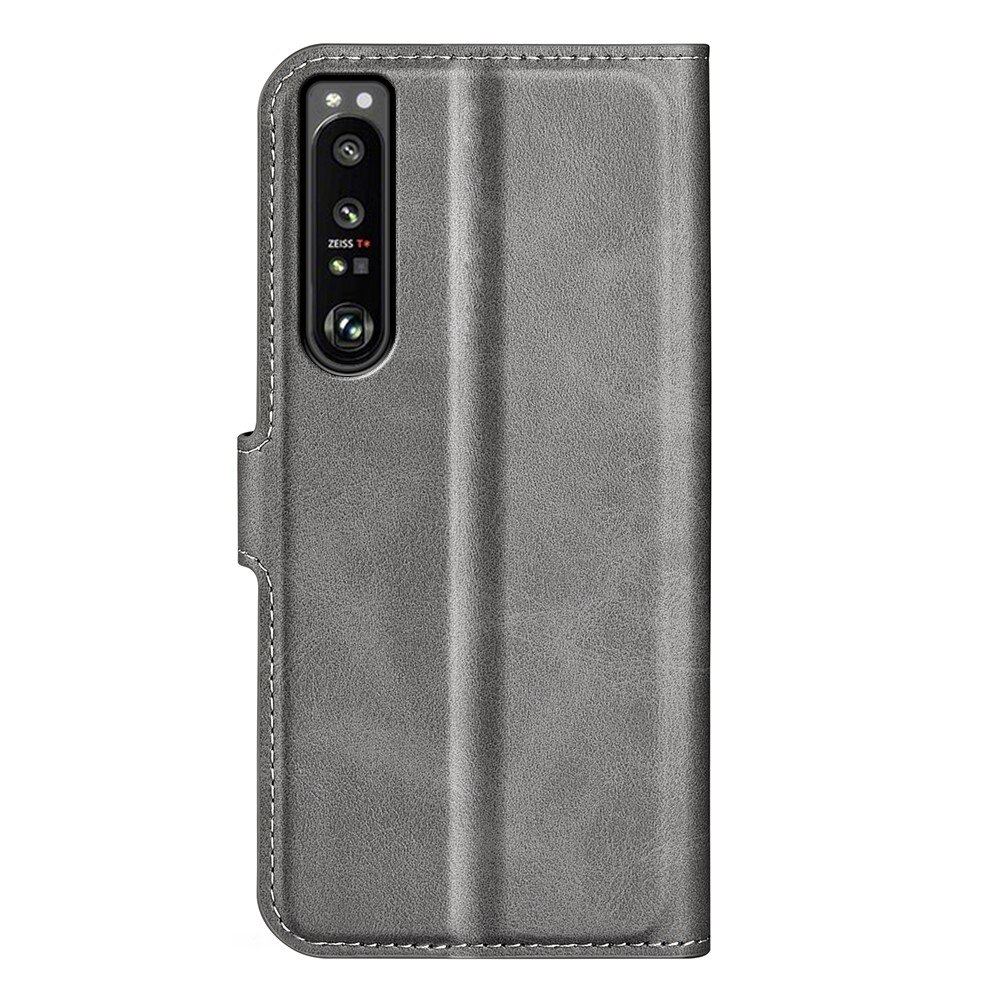 Étui portefeuille Leather Wallet Sony Xperia 1 IV Grey