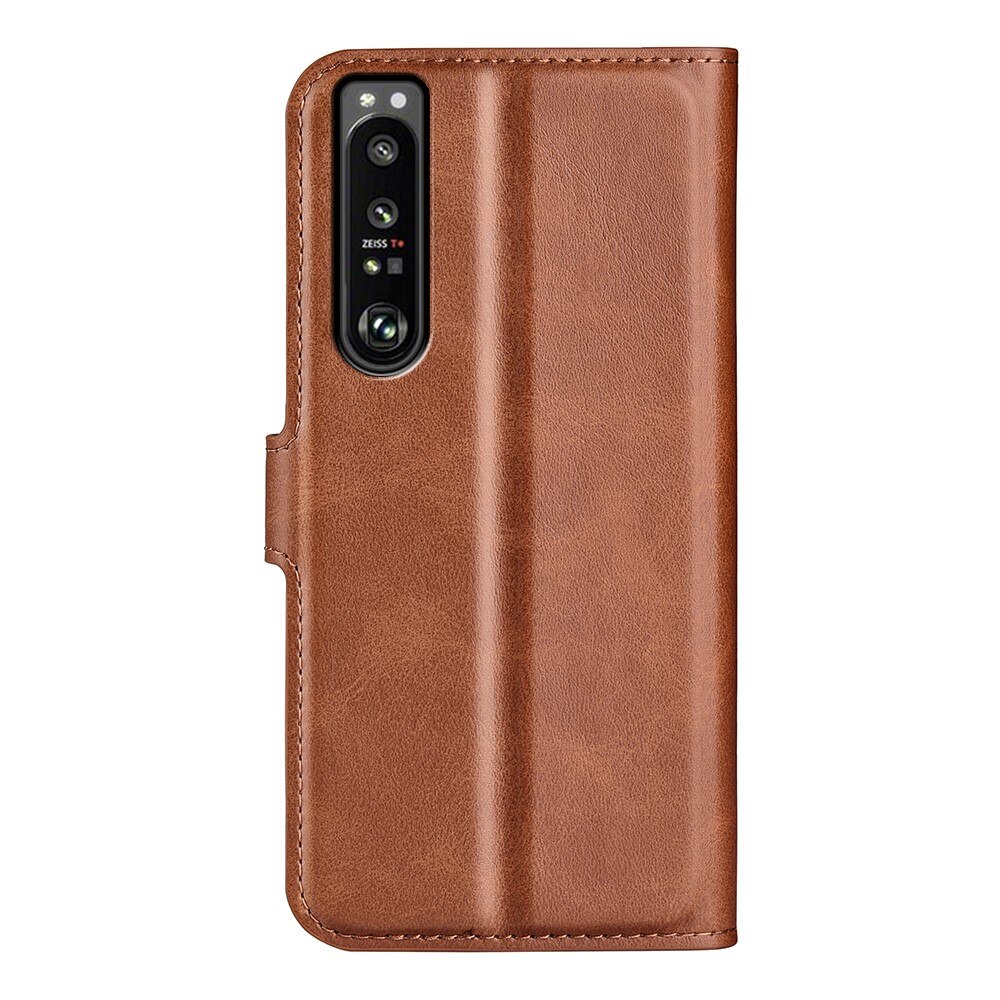 Étui portefeuille Leather Wallet Sony Xperia 1 IV Brown