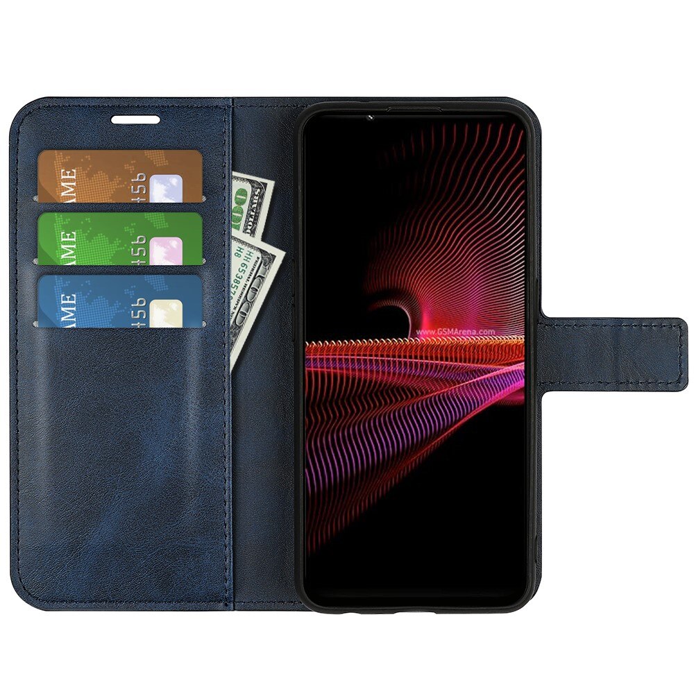 Étui portefeuille Leather Wallet Sony Xperia 1 IV Blue