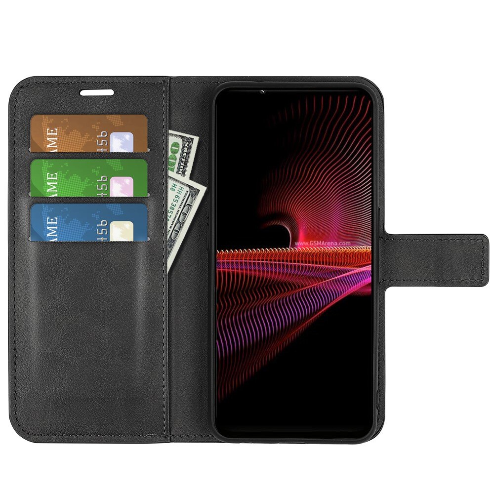 Étui portefeuille Leather Wallet Sony Xperia 1 IV Black