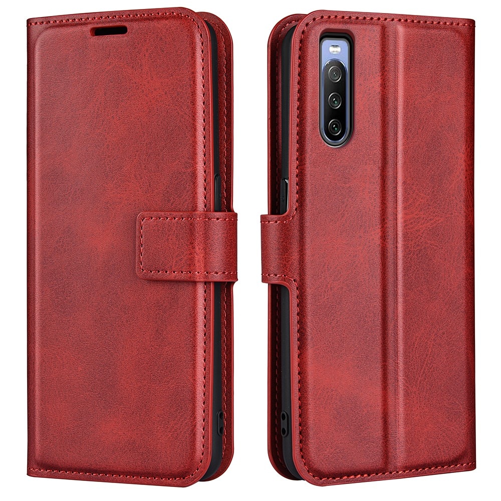 Étui portefeuille Leather Wallet Sony Xperia 10 IV Red