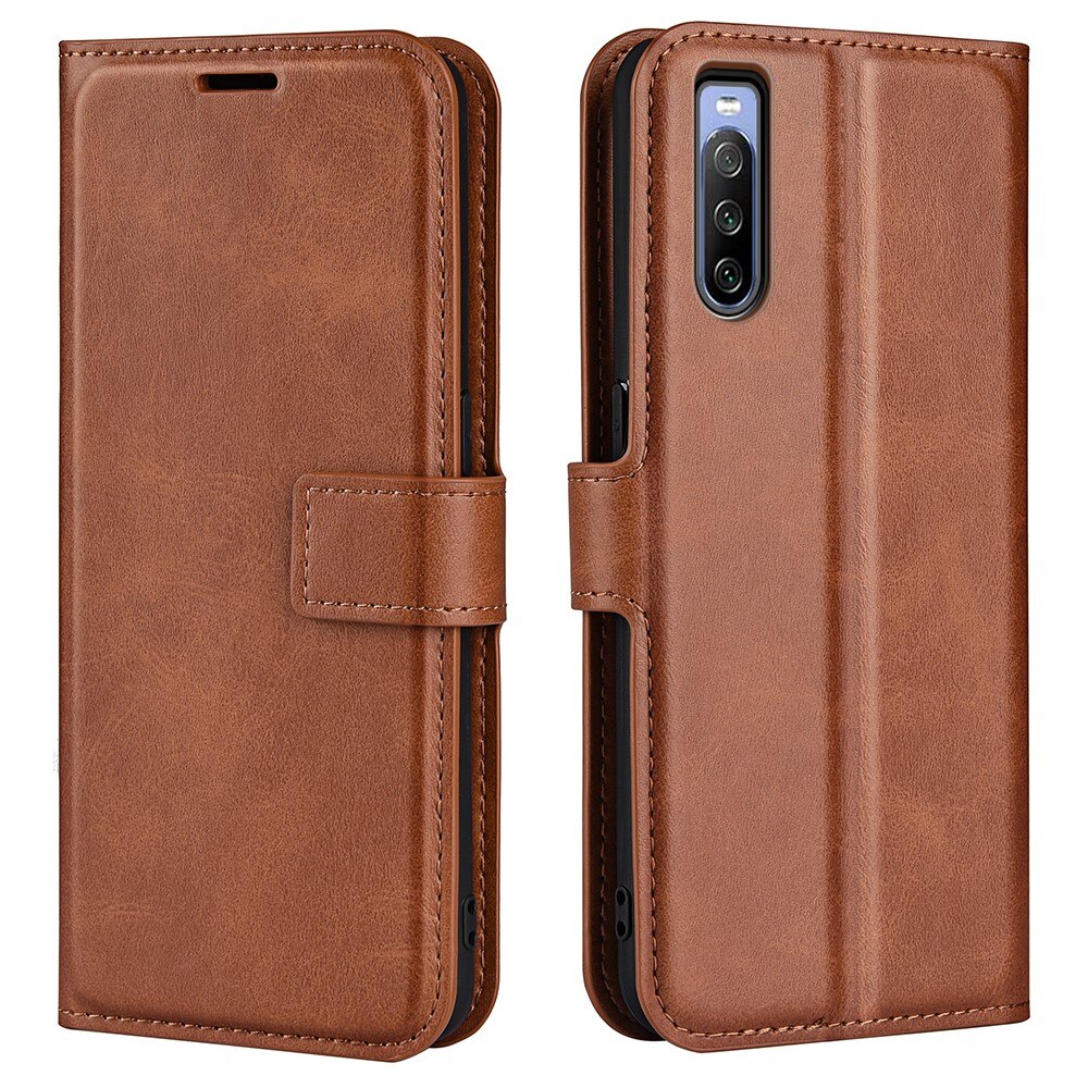 Étui portefeuille Leather Wallet Sony Xperia 10 IV Brown