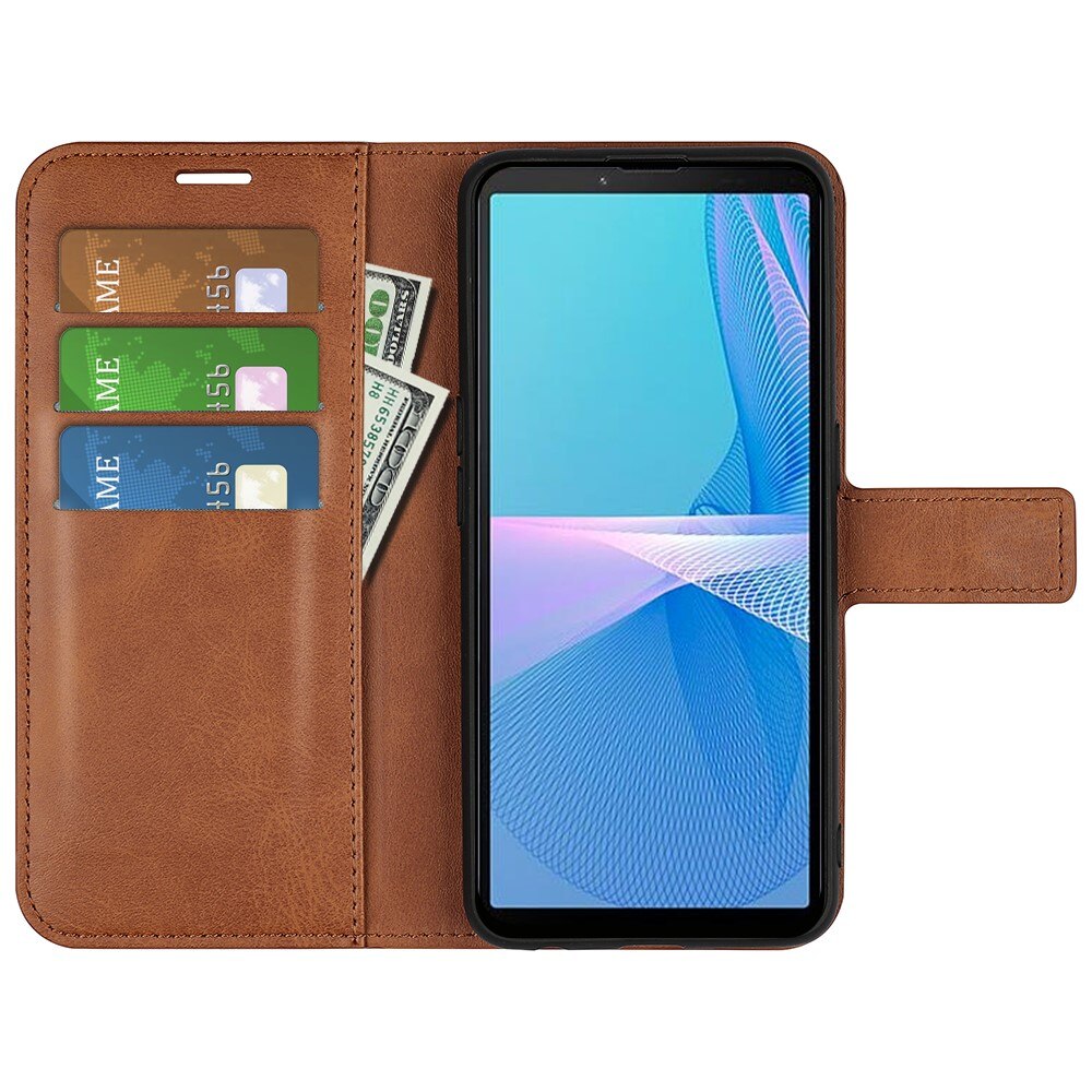 Étui portefeuille Leather Wallet Sony Xperia 10 IV Brown