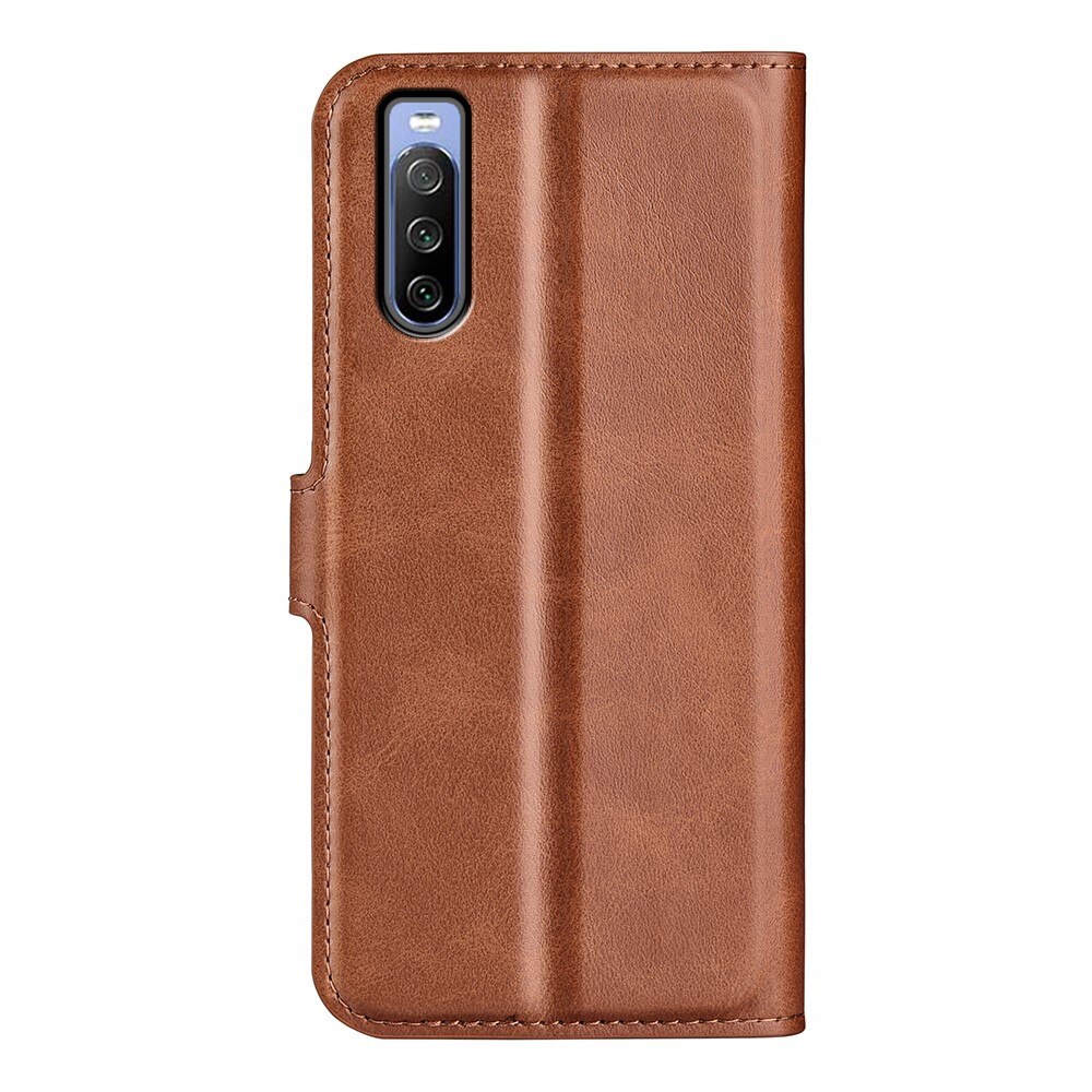 Étui portefeuille Leather Wallet Sony Xperia 10 IV Brown