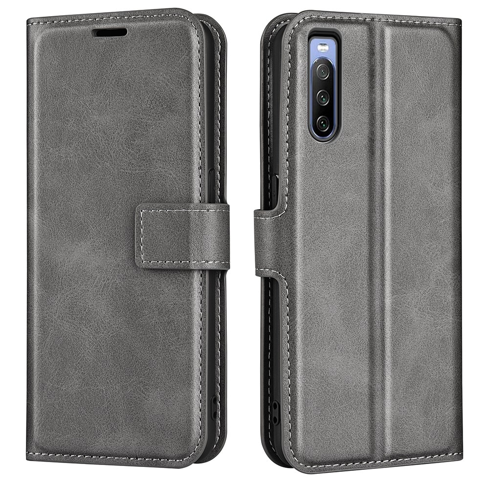 Étui portefeuille Leather Wallet Sony Xperia 10 IV Grey