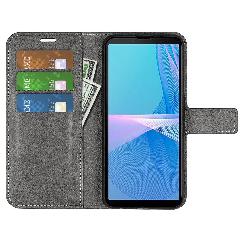 Étui portefeuille Leather Wallet Sony Xperia 10 IV Grey