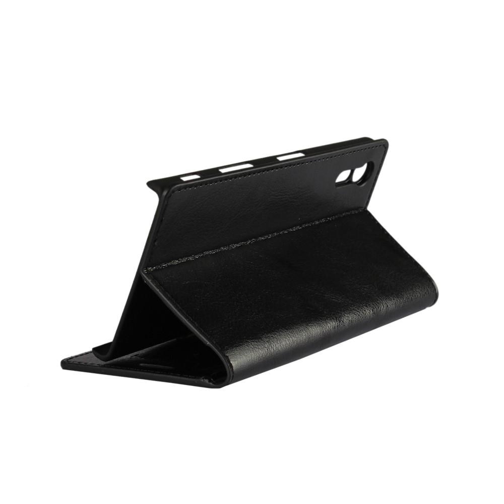 Coque portefeuille en cuir Veritable Sony Xperia XZ/XZs, Noir