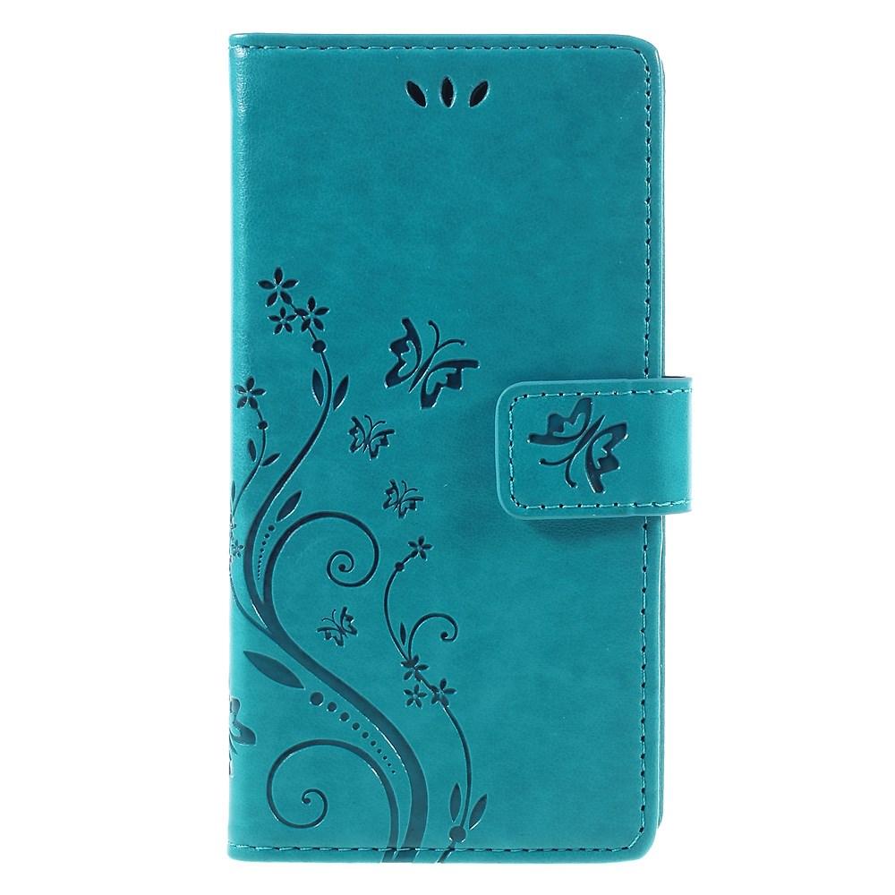 Étui en cuir à papillons pour Huawei P9 Lite, Bleu