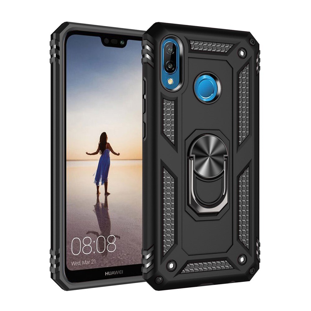 Coque hybride Tech Ring Huawei P20 Lite, noir