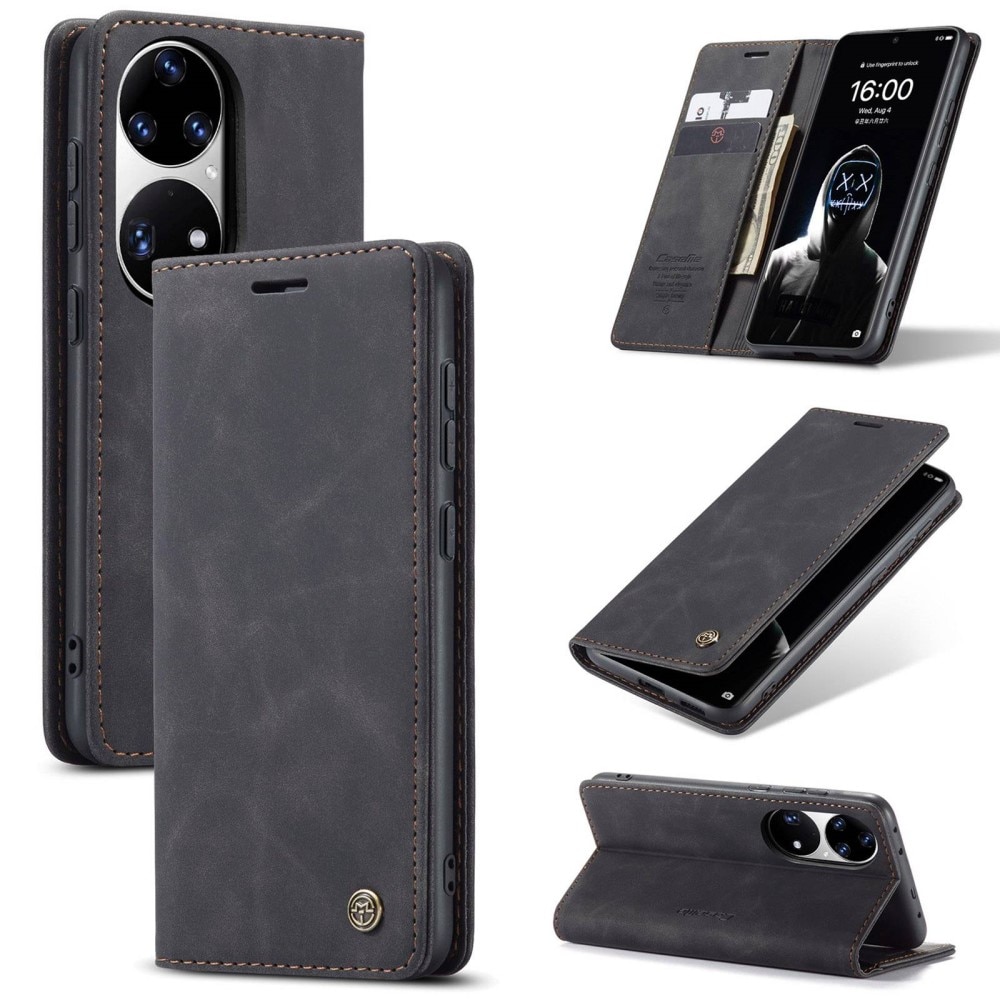 Étui portefeuille mince Huawei P50 Pro, Noir
