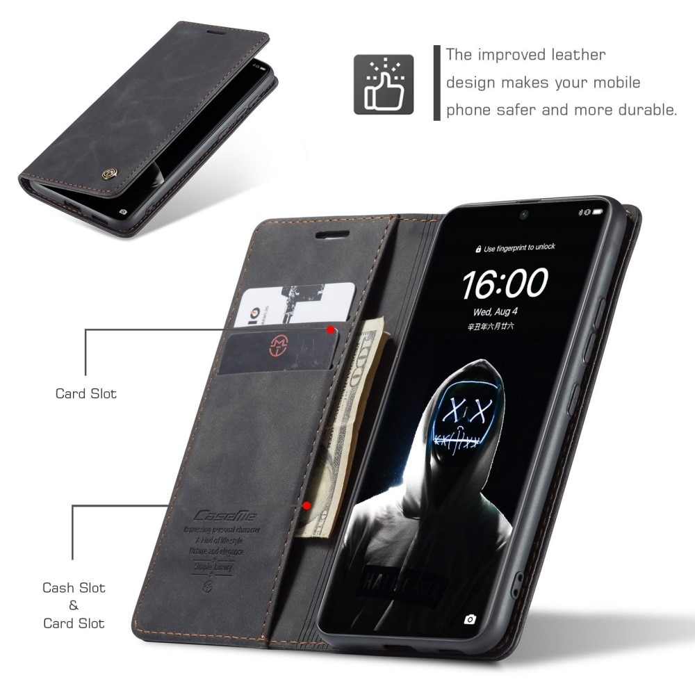 Étui portefeuille mince Huawei P50 Pro, Noir