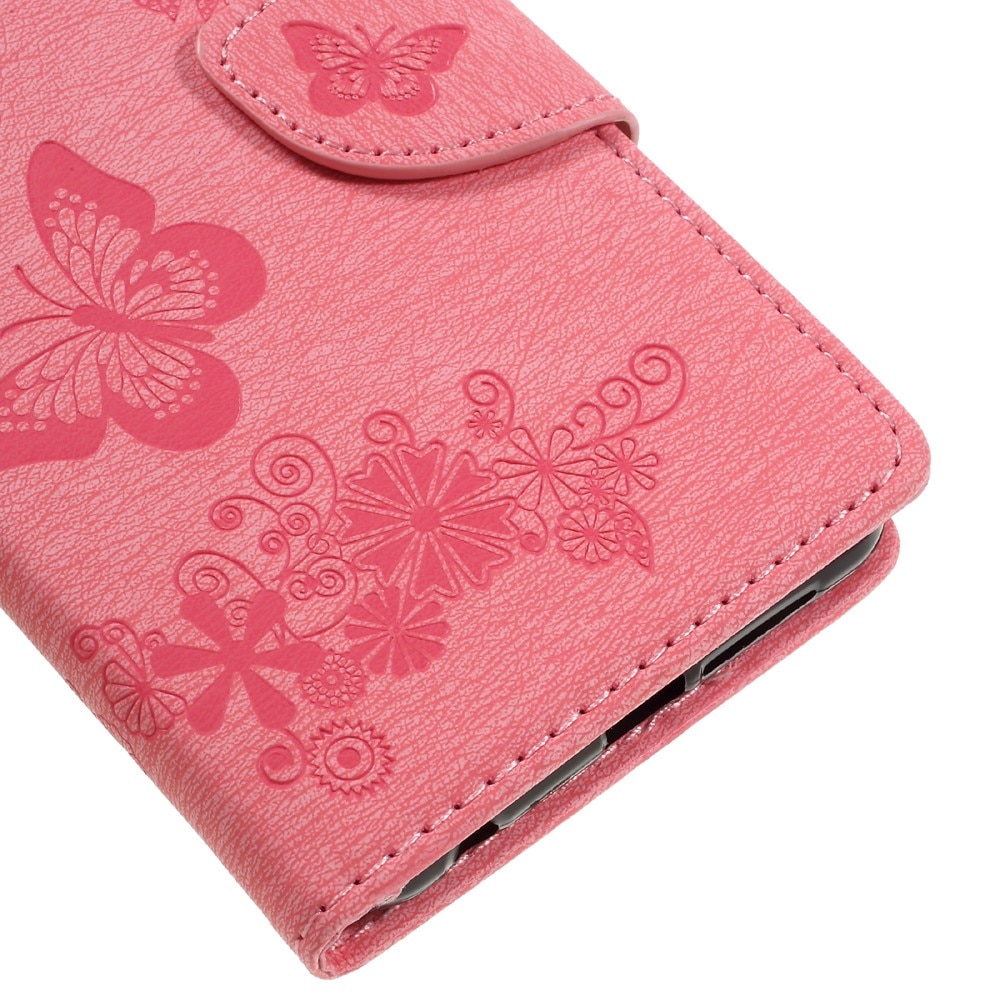 Étui en cuir à papillons pour Huawei Honor 8, rose